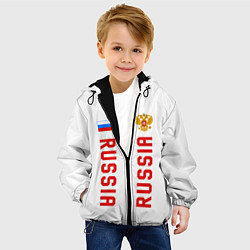 Куртка с капюшоном детская Россия три полоски на белом фоне, цвет: 3D-черный — фото 2