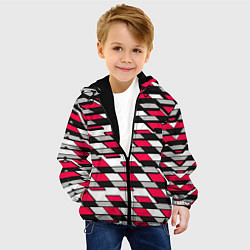 Куртка с капюшоном детская Красные четырёхугольники на белом фоне, цвет: 3D-черный — фото 2