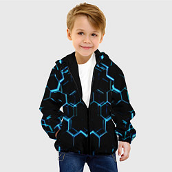 Куртка с капюшоном детская Киберпанк неон синий, цвет: 3D-черный — фото 2
