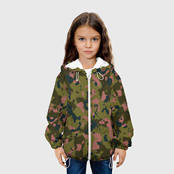 Куртка с капюшоном детская Камуфляжный паттерн зеленый с розовыми пятнами, цвет: 3D-белый — фото 2