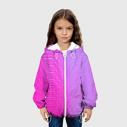 Куртка с капюшоном детская Розовые градиентные линии, цвет: 3D-белый — фото 2