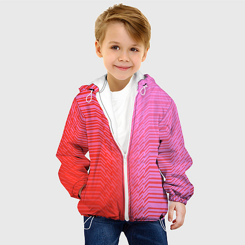 Детская куртка Красные градиентные линии / 3D-Белый – фото 4