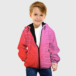 Куртка с капюшоном детская Красные градиентные линии, цвет: 3D-черный — фото 2