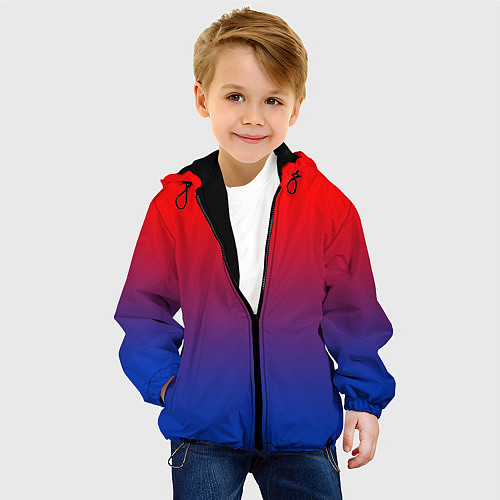 Детская куртка Красный и синий градиент / 3D-Черный – фото 4