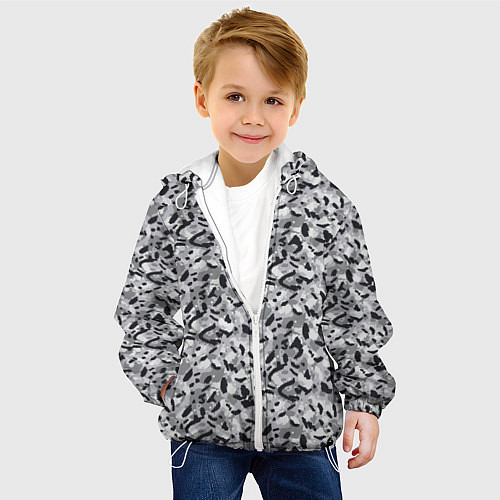 Детская куртка Пикселированный городской серый камуфляж / 3D-Белый – фото 4
