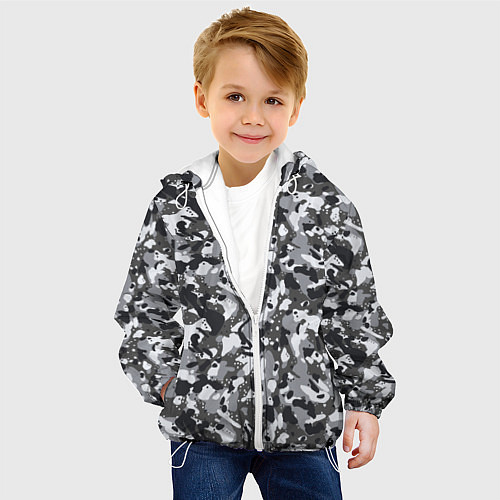 Детская куртка Пиксельный камуфляж серого цвета / 3D-Белый – фото 4