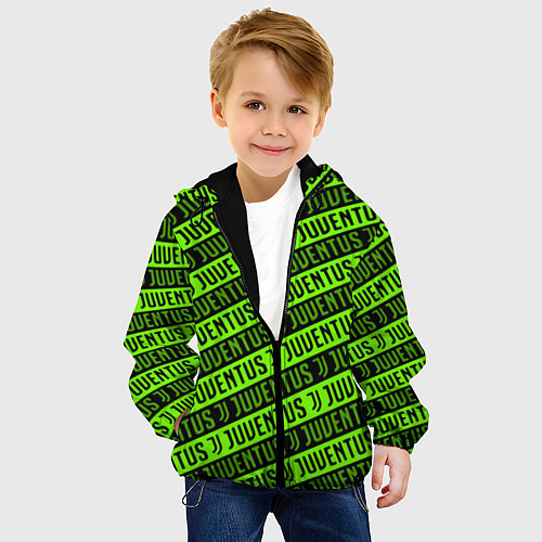 Детская куртка Juventus green pattern sport / 3D-Черный – фото 4