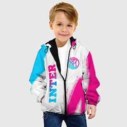 Куртка с капюшоном детская Inter neon gradient style вертикально, цвет: 3D-черный — фото 2