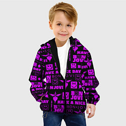Куртка с капюшоном детская Bon Jovi neon pink rock, цвет: 3D-черный — фото 2