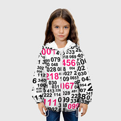 Куртка с капюшоном детская Игра в кальмара паттерн чисел, цвет: 3D-белый — фото 2