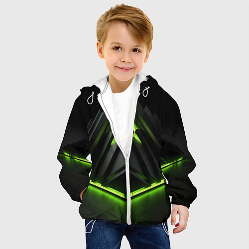 Детская куртка Green black nvidia style / 3D-Белый – фото 4