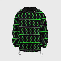 Куртка с капюшоном детская Зелёные круги и полосы, цвет: 3D-черный