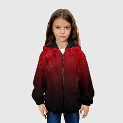 Куртка с капюшоном детская Красно-чёрный градиент в полоску, цвет: 3D-черный — фото 2