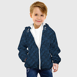 Куртка с капюшоном детская Паттерн чёрно-синий мелкая клетка, цвет: 3D-белый — фото 2