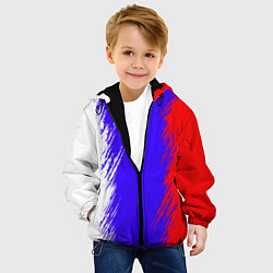 Куртка с капюшоном детская Штрихи триколор, цвет: 3D-черный — фото 2