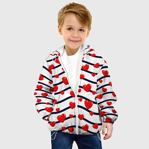 Детская куртка Сердца на линиях / 3D-Белый – фото 4
