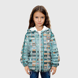 Куртка с капюшоном детская Хрущёвка в голубых тонах, цвет: 3D-белый — фото 2