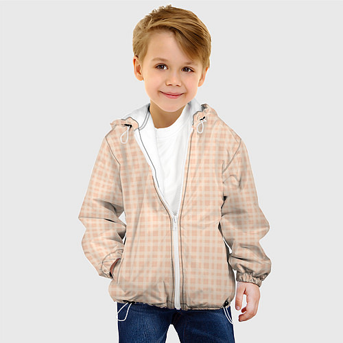 Детская куртка Светлый персиковый клетчатый / 3D-Белый – фото 4