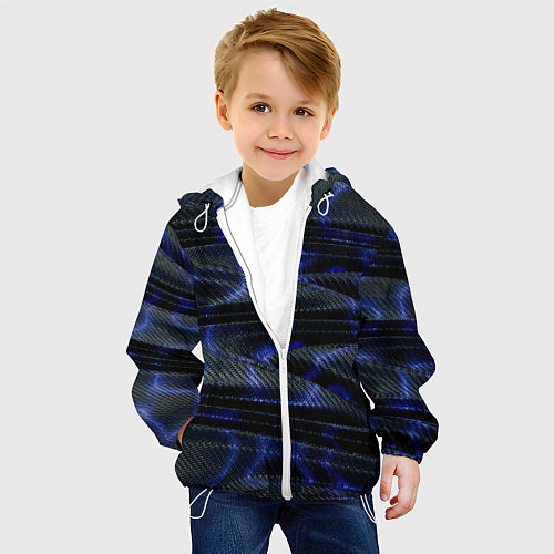 Детская куртка Темно синие карбоновые волны / 3D-Белый – фото 4