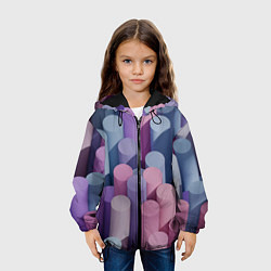 Куртка с капюшоном детская Цветные цилиндры, цвет: 3D-черный — фото 2