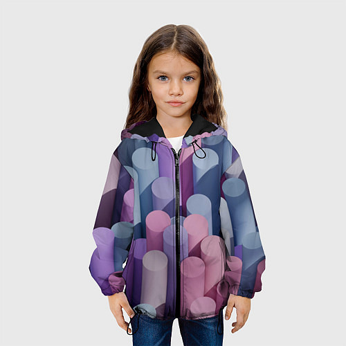 Детская куртка Цветные цилиндры / 3D-Черный – фото 3