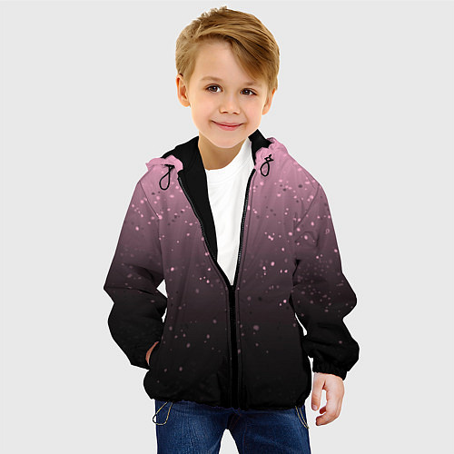 Детская куртка Градиент тёмный розовый брызги / 3D-Черный – фото 4