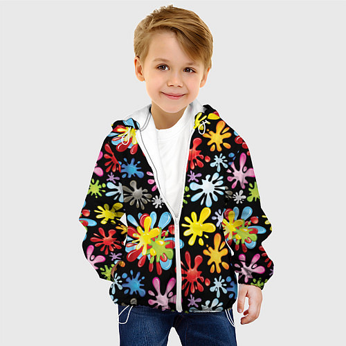 Детская куртка Много разноцветных клякс / 3D-Белый – фото 4
