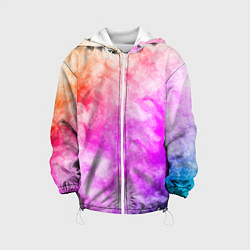 Куртка с капюшоном детская Colorful smoke 1, цвет: 3D-белый