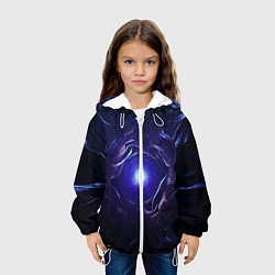 Куртка с капюшоном детская Синее абстрактное сияние, цвет: 3D-белый — фото 2