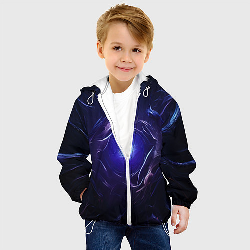 Детская куртка Синее абстрактное сияние / 3D-Белый – фото 4