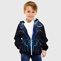 Куртка с капюшоном детская Магическая синяя абстракция, цвет: 3D-белый — фото 2