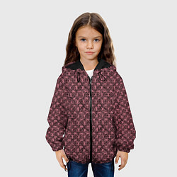 Куртка с капюшоном детская Паттерн стилизованные цветы чёрно-розовый, цвет: 3D-черный — фото 2
