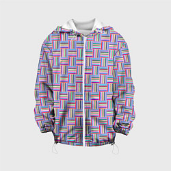 Куртка с капюшоном детская Разноцветный клетка-полосы паттерн, цвет: 3D-белый