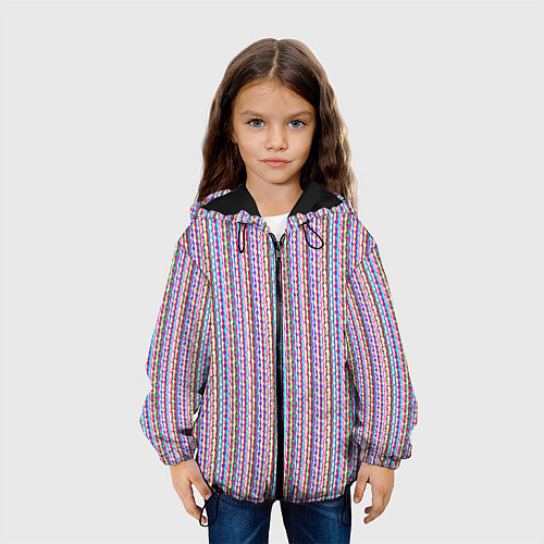 Детская куртка Искажённые цветные полосы / 3D-Черный – фото 3
