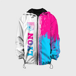 Куртка с капюшоном детская Lyon neon gradient style по-вертикали, цвет: 3D-черный