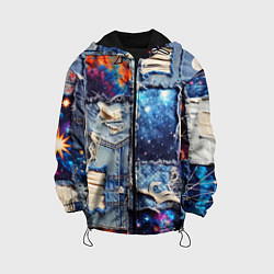 Куртка с капюшоном детская Звездный небосвод - пэчворк, цвет: 3D-черный