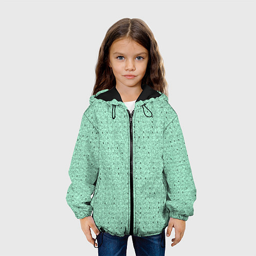 Детская куртка Светлый зелёный в мелкую полосочку / 3D-Черный – фото 3