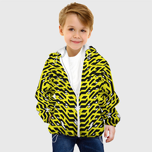 Детская куртка Агрессивный жёлтый паттерн / 3D-Белый – фото 4