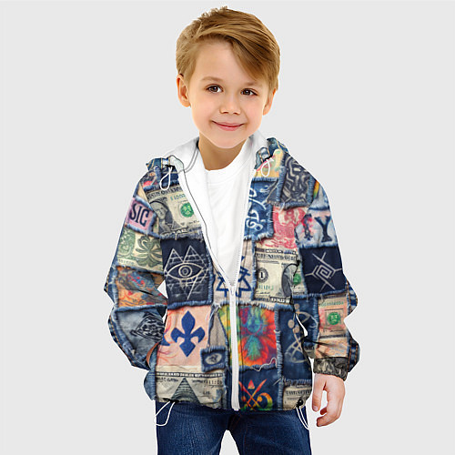 Детская куртка Баксы на дениме пэчворк / 3D-Белый – фото 4