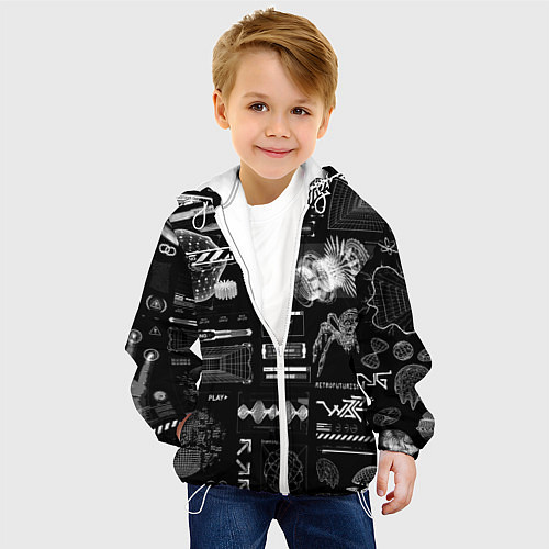 Детская куртка Паттерн киберинтерфейса / 3D-Белый – фото 4