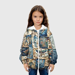 Куртка с капюшоном детская Пэчворк из Египетских мотивов, цвет: 3D-белый — фото 2