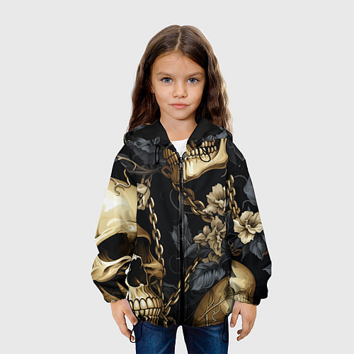Детская куртка Золотые черепа с цепями / 3D-Черный – фото 3