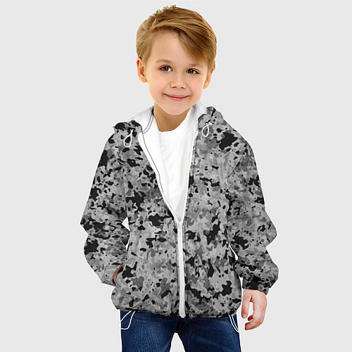 Детская куртка Чёрно-серый абстракция пятна / 3D-Белый – фото 4