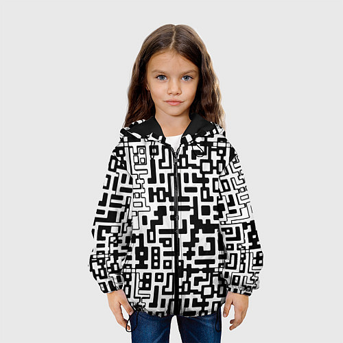Детская куртка Чёрно-белая глитч инфекция / 3D-Черный – фото 3