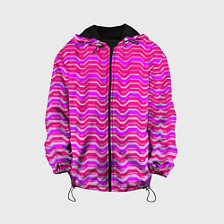 Куртка с капюшоном детская Розовые линии и белые полосы, цвет: 3D-черный