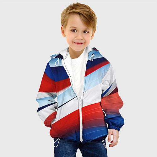 Детская куртка Волнистая абстракция в стиле минимализм / 3D-Белый – фото 4
