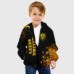 Куртка с капюшоном детская Leeds United - gold gradient вертикально, цвет: 3D-черный — фото 2