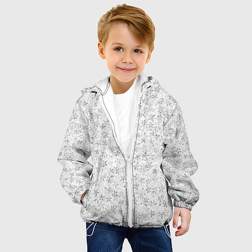 Детская куртка Серо-белый цветочный паттерн / 3D-Белый – фото 4