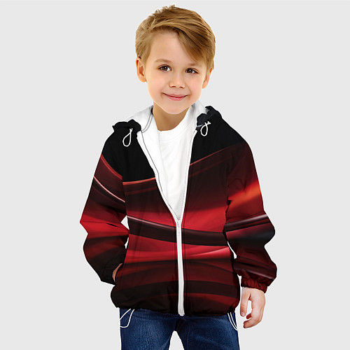 Детская куртка Темная красная абстракция на черном фоне / 3D-Белый – фото 4