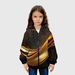 Куртка с капюшоном детская Золотая стильная абстракция на черном фоне, цвет: 3D-черный — фото 2